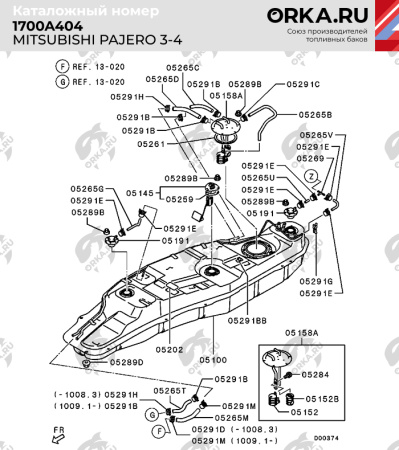 Пластиковый топливный бак Mitsubishi Pajero 3/4 Бензин (PP) -  80 л.